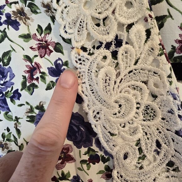 Vintage 80s Shirt Dress Floral Romantic Belted, Blue, Size 12 - Picture 7 of 15